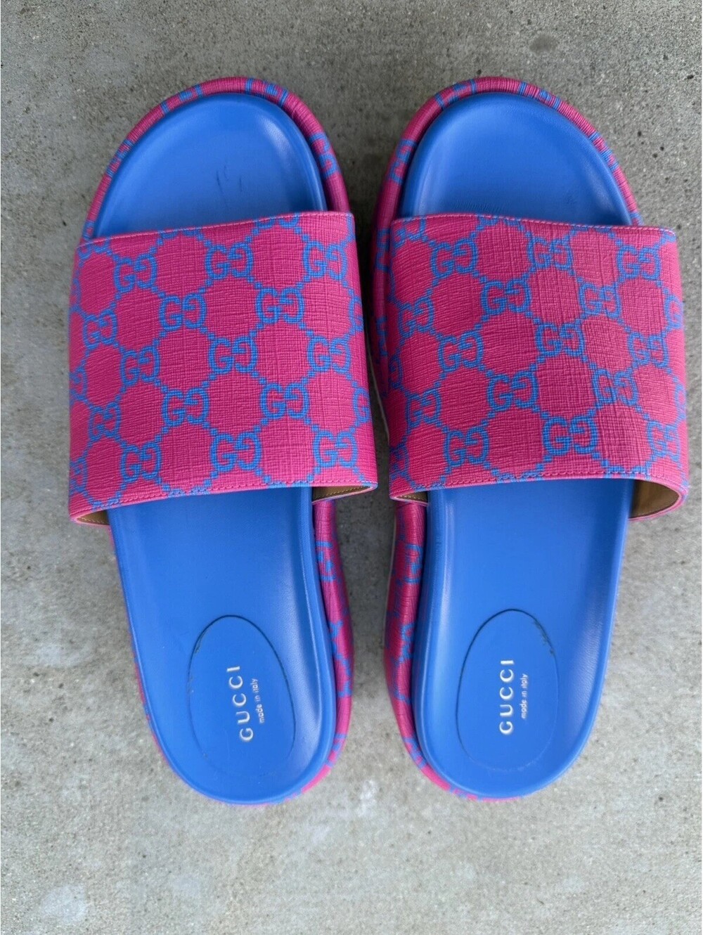 Gucci GG Supreme Barbie Pink Platform Slide Sandals Women 734913 Size 40 1/2 07B